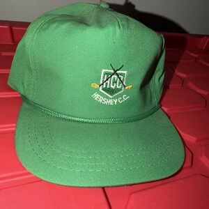 Vintage Hershey C.C. Golf Hat Derby Cap Made USA Green Leather Strapback